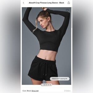 ALO Yoga Finesse Long Sleeve Crop Top (Black—size S, 2 available)